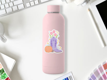 Fall Halloween Purple Cowboy Boot Sticker | Spooky Western Vinyl Decal | Laptop, Water Bottle, Planner Sticker | Autumn Cowboy Decor