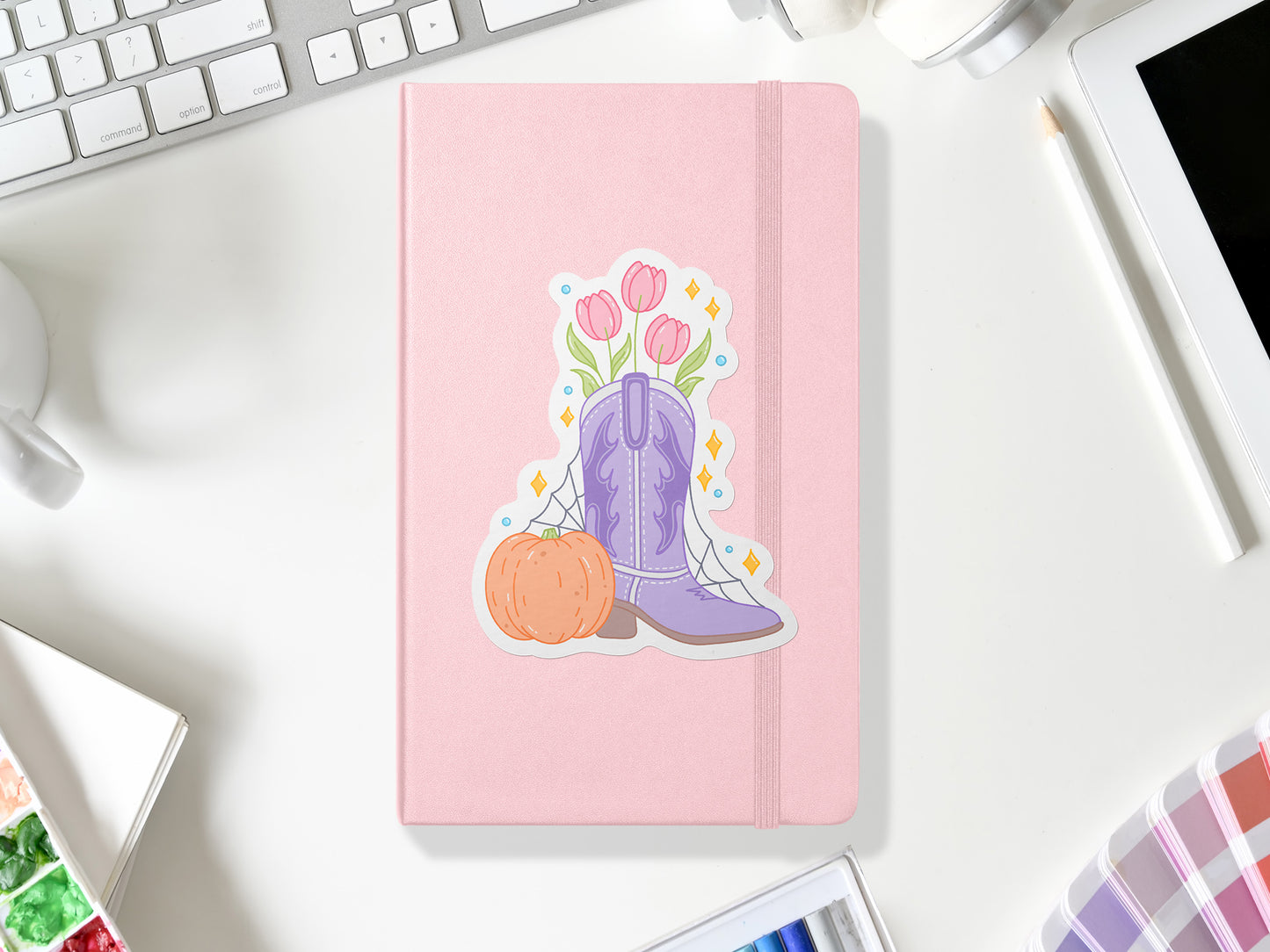 Fall Halloween Purple Cowboy Boot Sticker | Spooky Western Vinyl Decal | Laptop, Water Bottle, Planner Sticker | Autumn Cowboy Decor