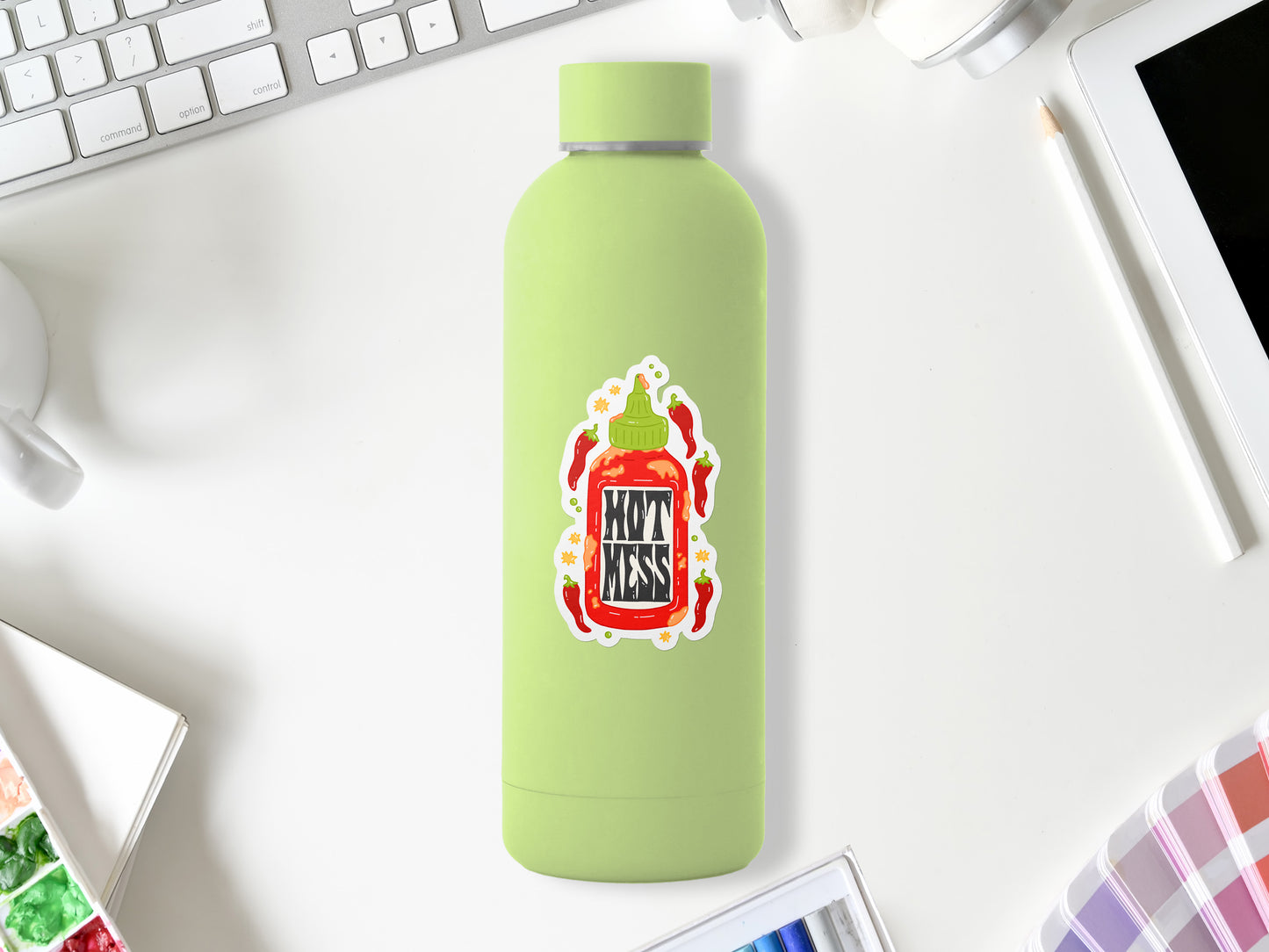 Hot Mess Hot Sauce Sticker | Funny Spicy Food Vinyl Decal | Hot Sauce Lover Gift | Spicy Aesthetic Waterproof Sticker