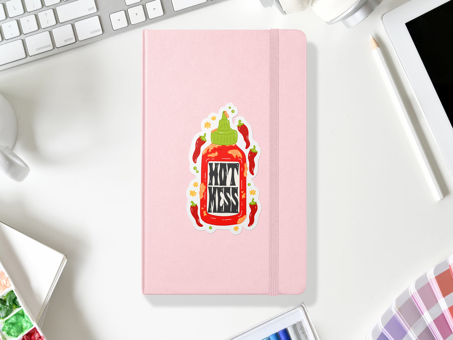 Hot Mess Hot Sauce Sticker | Funny Spicy Food Vinyl Decal | Hot Sauce Lover Gift | Spicy Aesthetic Waterproof Sticker