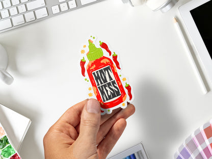 Hot Mess Hot Sauce Sticker | Funny Spicy Food Vinyl Decal | Hot Sauce Lover Gift | Spicy Aesthetic Waterproof Sticker