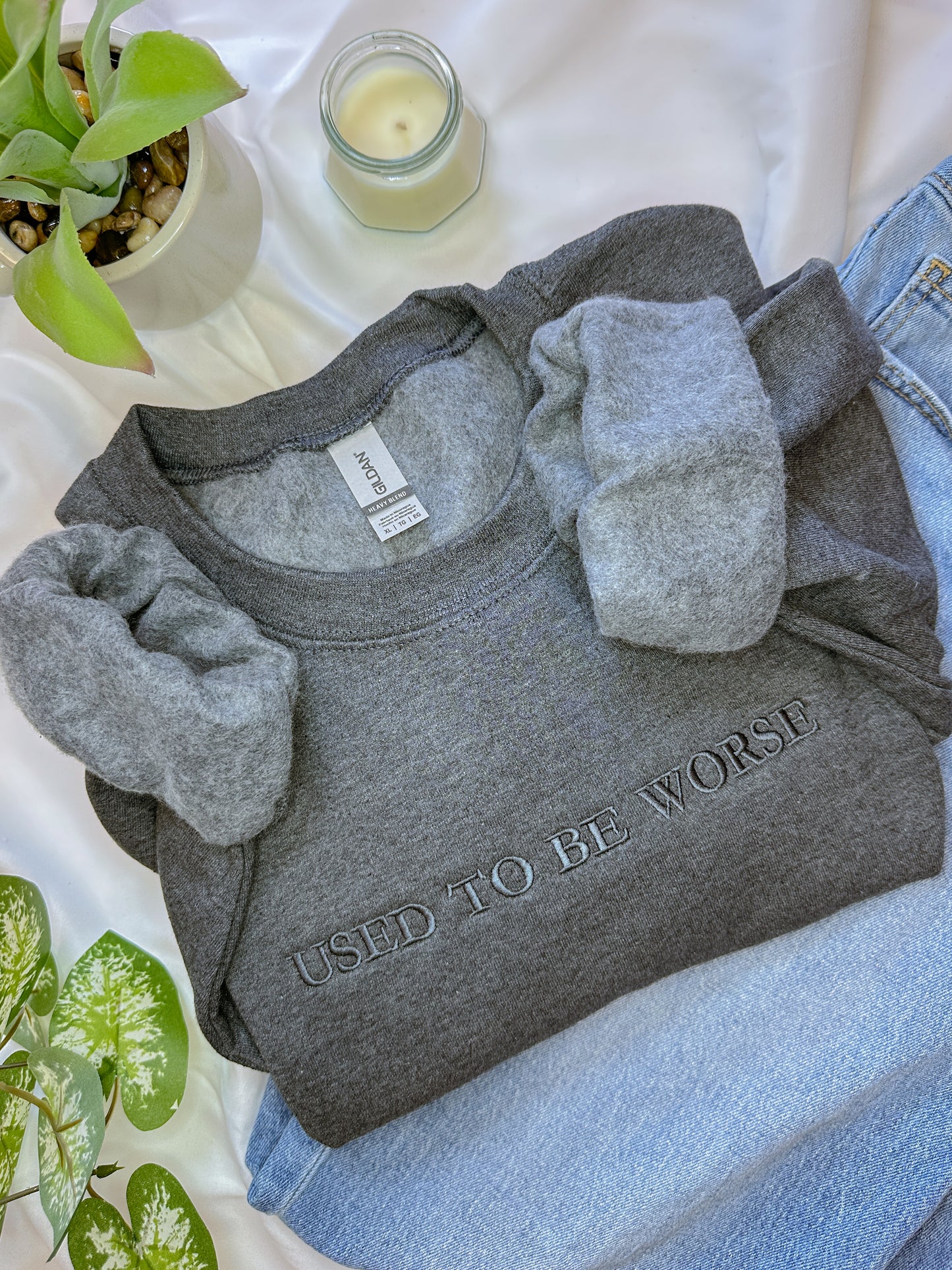 Used to be Worse Crewneck – Funny Embroidered Sweatshirt, Cozy Gildan 18000 Pullover, Crewneck