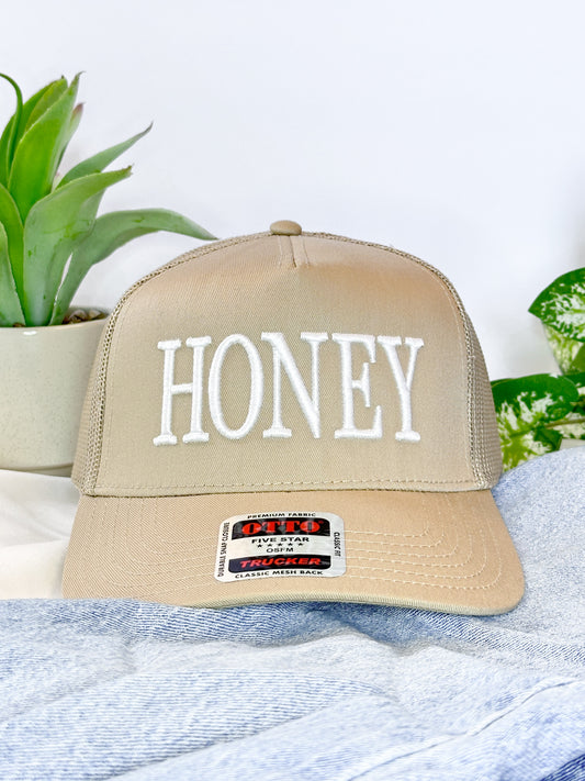 Honey Puff Embroidery Hat – Trendy Unisex Adjustable Trucker Cap