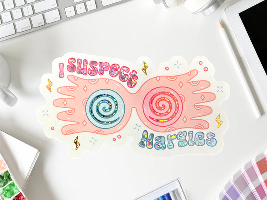 Luna Lovegood Harry Potter Sticker | Glitter Magical Glasses Sticker | Laptop, Water Bottle, Planner Sticker | Book & Fantasy Lover Gift