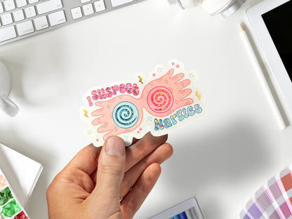 Luna Lovegood Harry Potter Sticker | Glitter Magical Glasses Sticker | Laptop, Water Bottle, Planner Sticker | Book & Fantasy Lover Gift