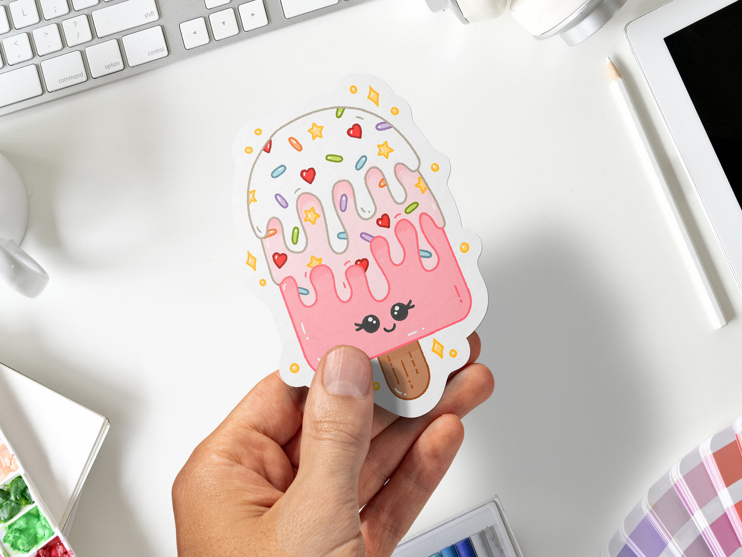 Pink Sprinkle & Icing Popsicle Sticker | Cute Summer Treat Sticker | Laptop, Water Bottle, Planner Decor | Fun Sweet Gift