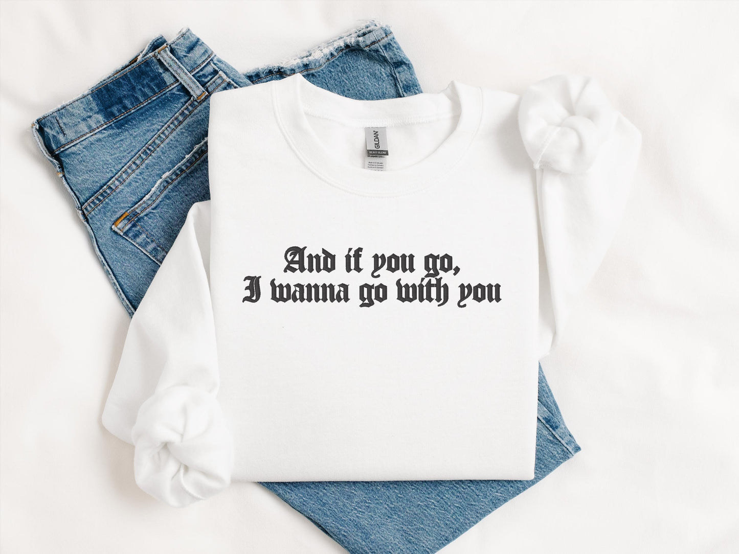 System of a Down Inspired Couples Hoodies | If You Go, I Wanna Go With You Embroidered Gildan 18000 Crewneck | Matching His & Hers Sweaters