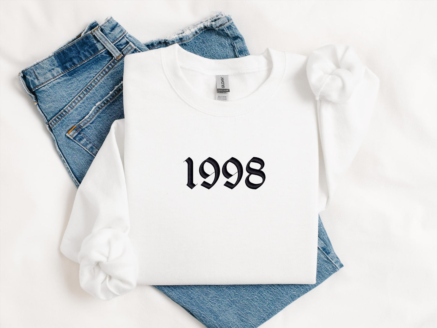 Custom Year Embroidered Crewneck | Gildan 18000 Sweatshirt | Personalized Year Pullover | Cozy Minimalist Sweater | Gift for Him/Her