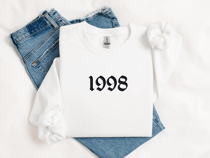 Custom Year Embroidered Crewneck | Gildan 18000 Sweatshirt | Personalized Year Pullover | Cozy Minimalist Sweater | Gift for Him/Her