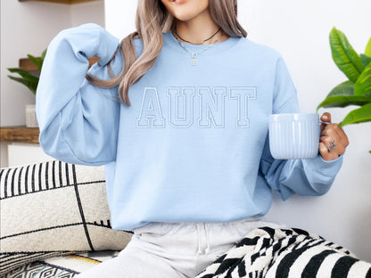 Aunt Embroidered Sweatshirt | Gildan 18000 Crewneck | Cozy Minimalist Pullover | Cute Statement Sweater | Gift for Aunt