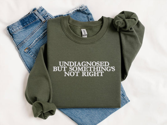 Undiagnosed But Something’s Not Right Embroidered Sweatshirt | Gildan 18000 Crewneck | Funny Relatable Pullover | Cozy Statement Sweater