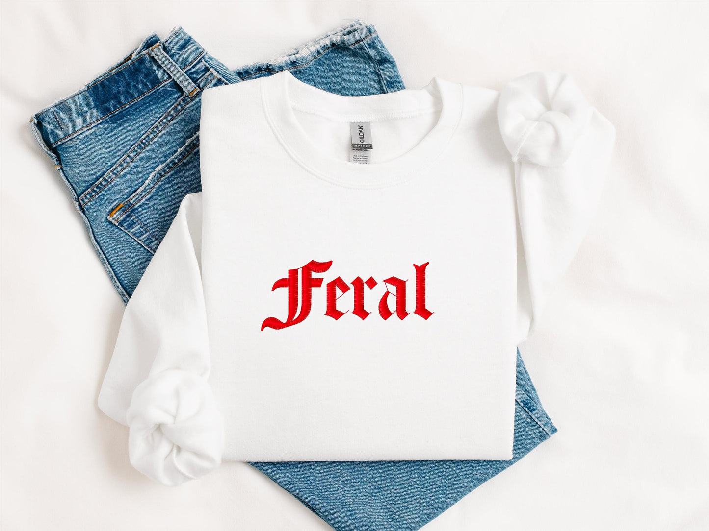 Feral Embroidered Crewneck Sweatshirt | Trendy Streetwear