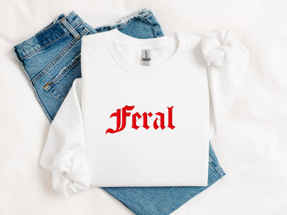 Feral Embroidered Crewneck Sweatshirt | Trendy Streetwear