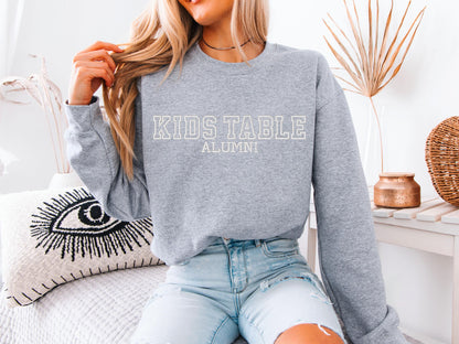 Kids Table Alumni Hoodie | Funny Thanksgiving Crewneck Sweatshirt | Cozy Fall Holiday Graphic Gift