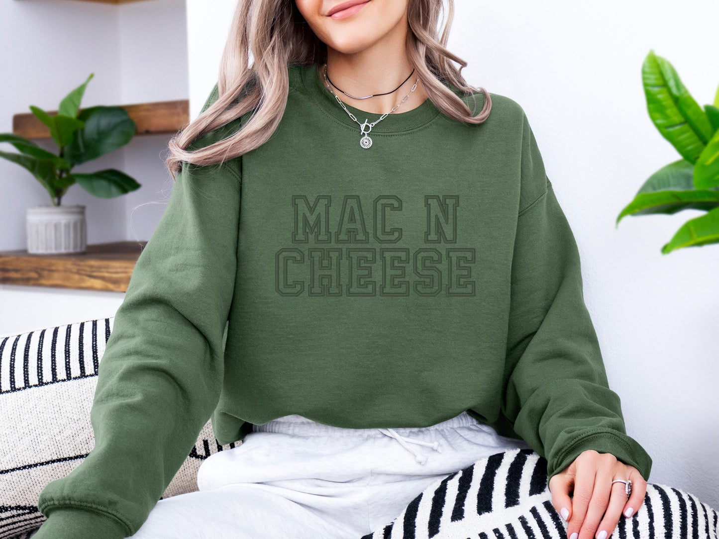 Mac N Cheese Hoodie | Funny Thanksgiving Crewneck Sweatshirt | Cozy Fall Holiday Graphic Top