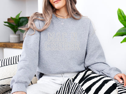 Mac N Cheese Hoodie | Funny Thanksgiving Crewneck Sweatshirt | Cozy Fall Holiday Graphic Top