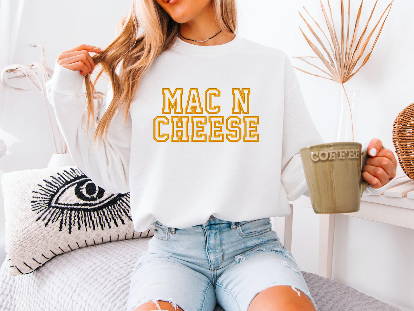 Mac N Cheese Hoodie | Funny Thanksgiving Crewneck Sweatshirt | Cozy Fall Holiday Graphic Top