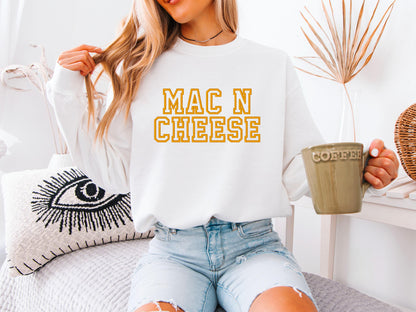 Mac N Cheese Hoodie | Funny Thanksgiving Crewneck Sweatshirt | Cozy Fall Holiday Graphic Top