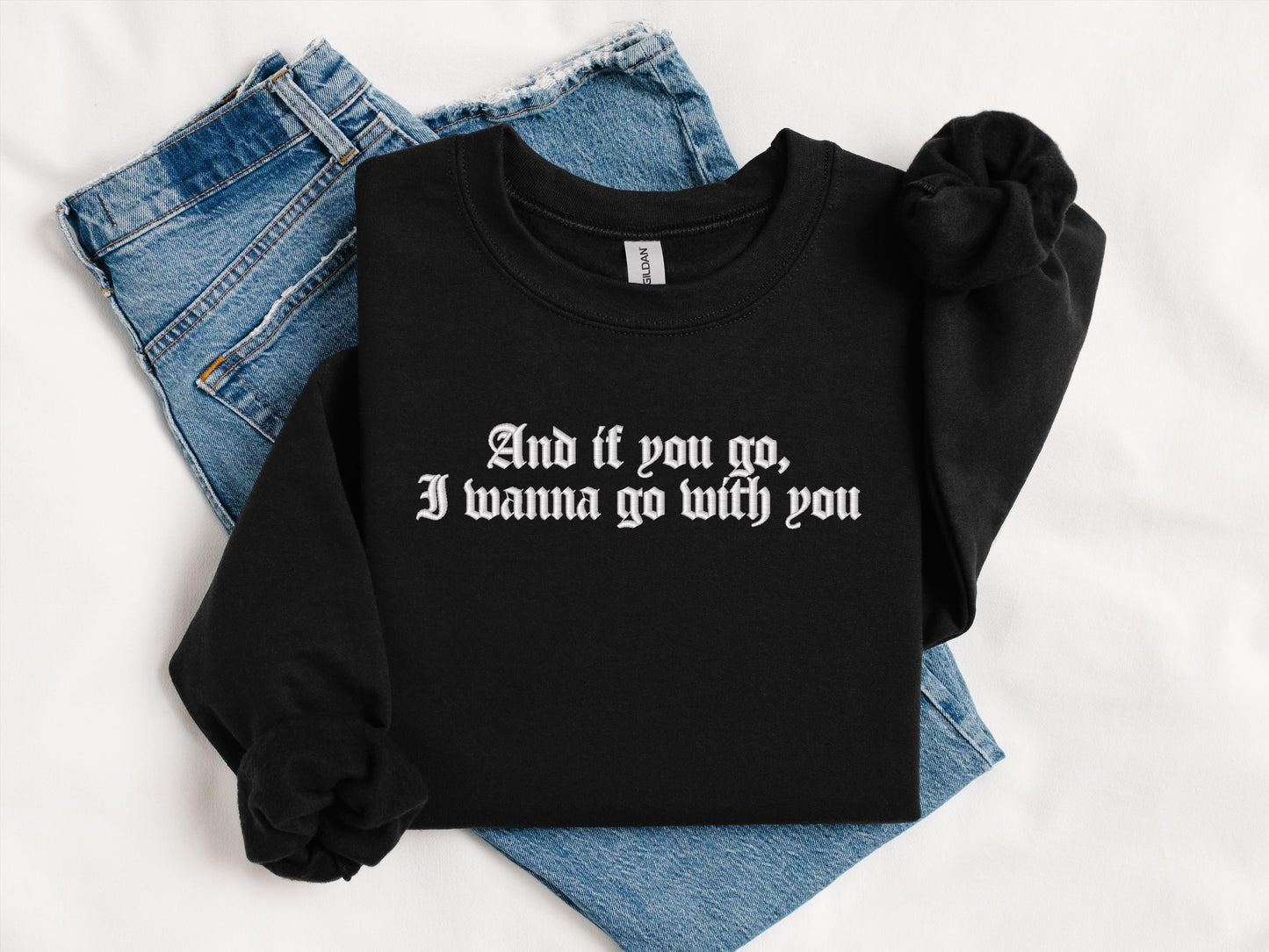System of a Down Inspired Couples Hoodies | If You Go, I Wanna Go With You Embroidered Gildan 18000 Crewneck | Matching His & Hers Sweaters