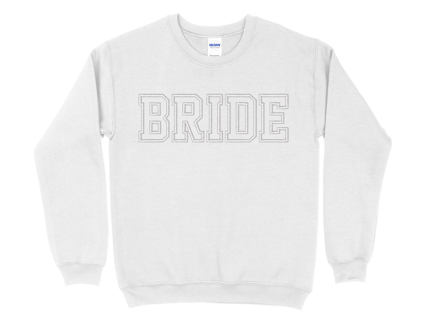 Bride Embroidered Sweatshirt | Gildan 18000 Crewneck | Bridal Crew | Minimalist Embroidery | Bachelorette Party Sweater | Wedding Gift