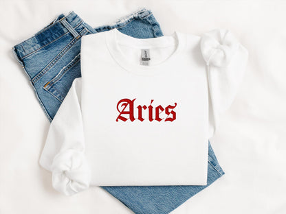 Custom Astrology Sign Embroidered Crewneck | Gildan 18000 Sweatshirt | Personalized Zodiac Pullover | Cozy Horoscope Sweater | Gift