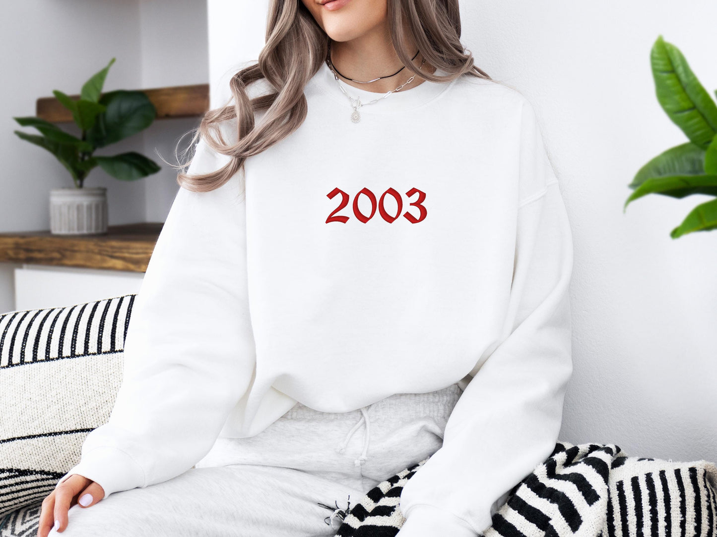 Custom Year Embroidered Crewneck | Gildan 18000 Sweatshirt | Personalized Year Pullover | Cozy Minimalist Sweater | Gift for Him/Her