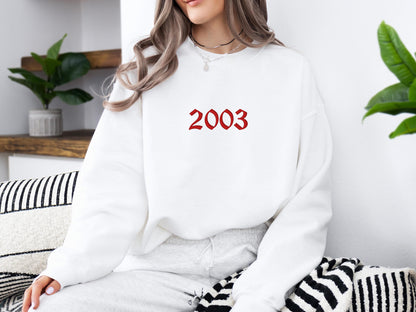 Custom Year Embroidered Crewneck | Gildan 18000 Sweatshirt | Personalized Year Pullover | Cozy Minimalist Sweater | Gift for Him/Her