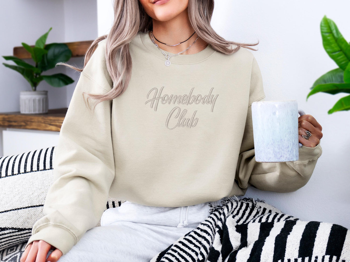 Homebody Club Embroidered Sweatshirt | Gildan 18000 Crewneck | Cozy Minimalist Pullover | Funny Relaxed Statement Sweater | Gift