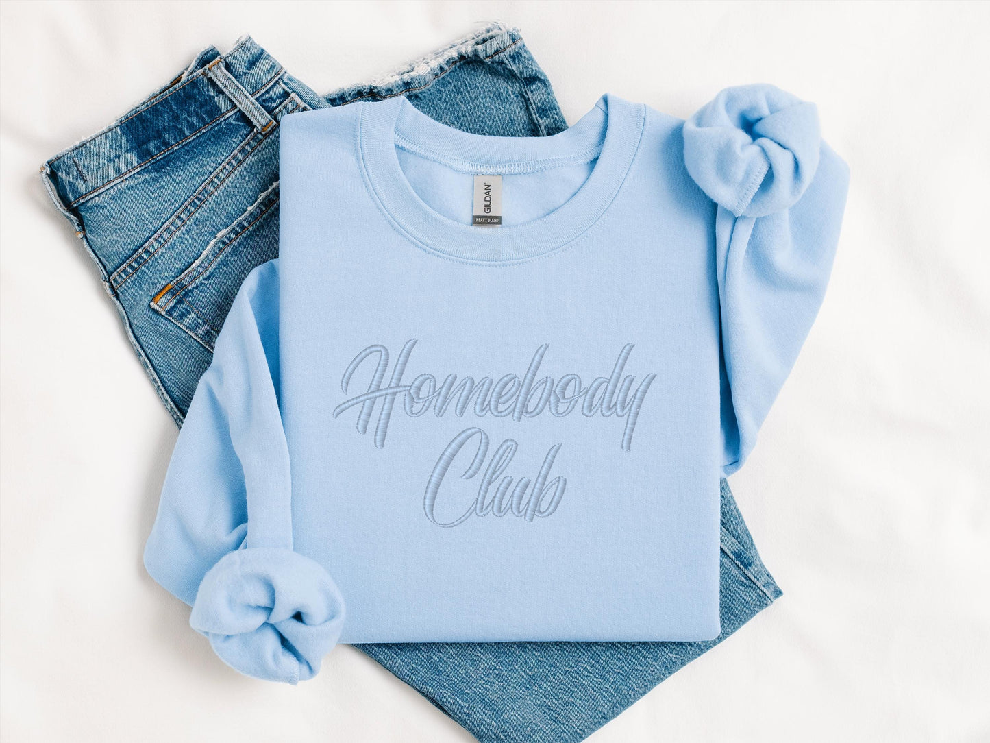 Homebody Club Embroidered Sweatshirt | Gildan 18000 Crewneck | Cozy Minimalist Pullover | Funny Relaxed Statement Sweater | Gift