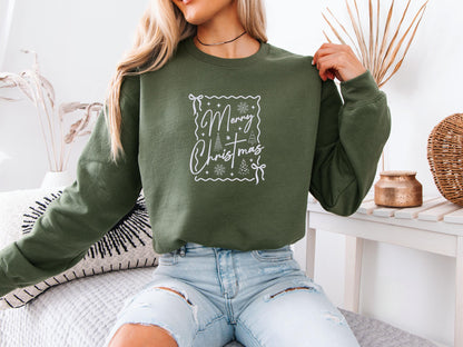 Custom Cute Christmas Stamp Crewneck | Personalized Holiday Postage Sweatshirt | Festive Winter Gift