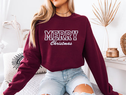 Custom Merry Christmas Crewneck | Personalized Holiday Sweatshirt | Festive Winter Gift