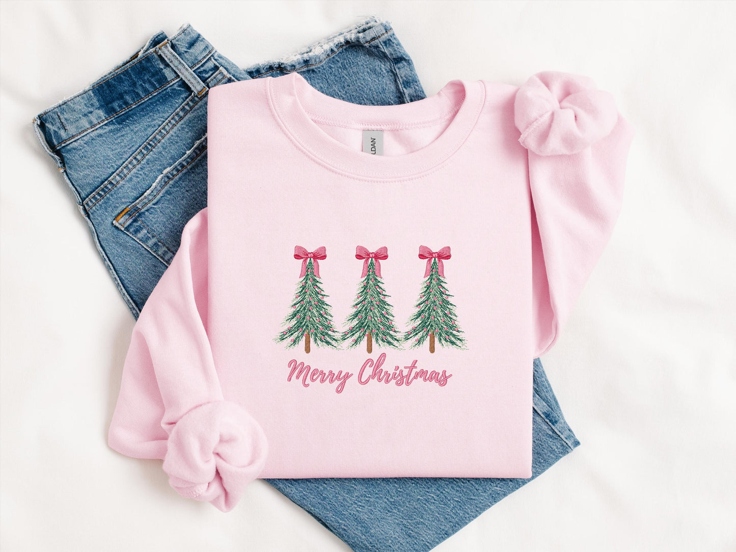 Custom Christmas Tree & Bows Crewneck | Personalized Holiday Sweatshirt | Cute Festive Winter Gift