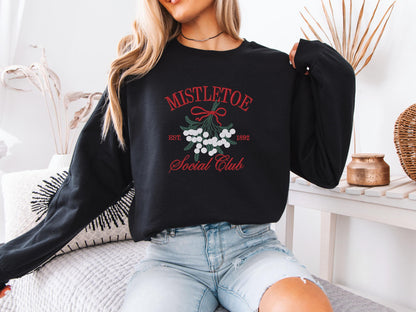 Custom Mistletoe Social Club Crewneck | Personalized Holiday Sweatshirt | Cute Christmas Gift