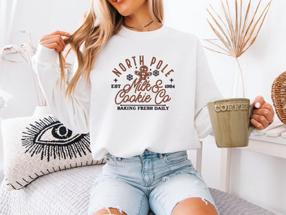 Custom North Pole Milk & Cookies Co Crewneck | Personalized Christmas Sweatshirt | Festive Holiday Gift