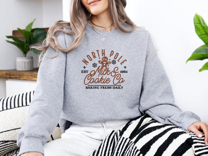 Custom North Pole Milk & Cookies Co Crewneck | Personalized Christmas Sweatshirt | Festive Holiday Gift