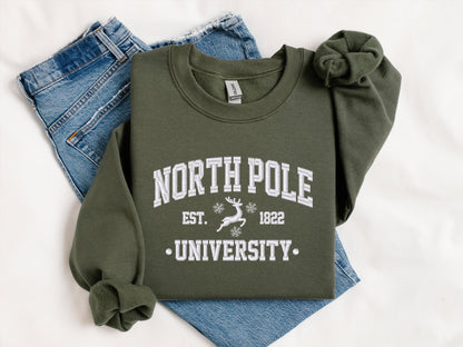 North Pole University Crewneck | Custom Holiday Sweatshirt | Personalized Christmas Sweater