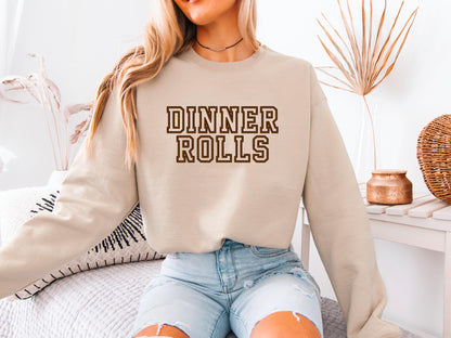 Dinner Rolls Hoodie | Funny Thanksgiving Crewneck | Cozy Fall Sweatshirt | Holiday Dinner Graphic