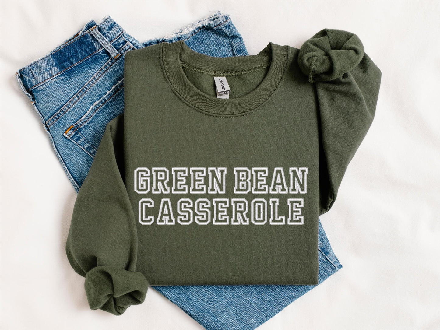 Green Bean Casserole Hoodie | Funny Thanksgiving Crewneck | Cozy Fall Sweatshirt | Holiday Dinner Graphic