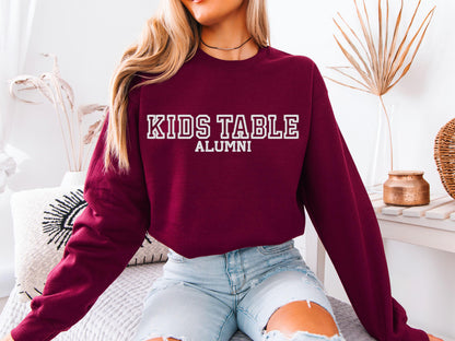 Kids Table Alumni Hoodie | Funny Thanksgiving Crewneck Sweatshirt | Cozy Fall Holiday Graphic Gift