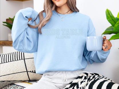 Kids Table Alumni Hoodie | Funny Thanksgiving Crewneck Sweatshirt | Cozy Fall Holiday Graphic Gift