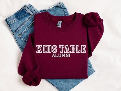 Kids Table Alumni Hoodie | Funny Thanksgiving Crewneck Sweatshirt | Cozy Fall Holiday Graphic Gift