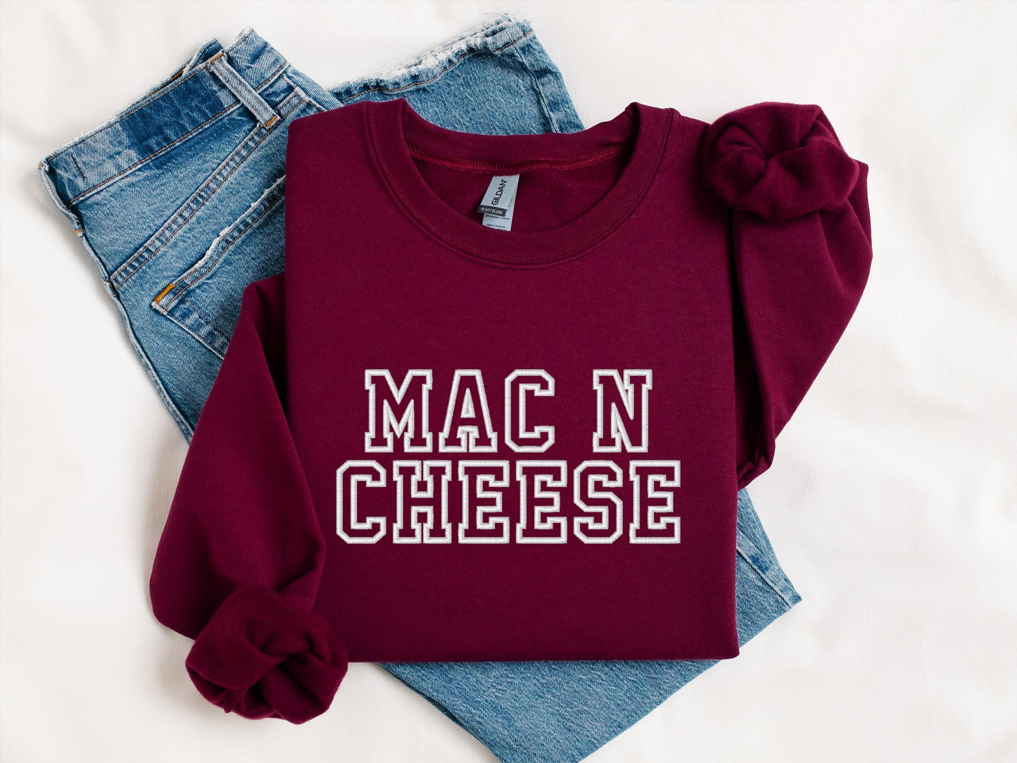 Mac N Cheese Hoodie | Funny Thanksgiving Crewneck Sweatshirt | Cozy Fall Holiday Graphic Top