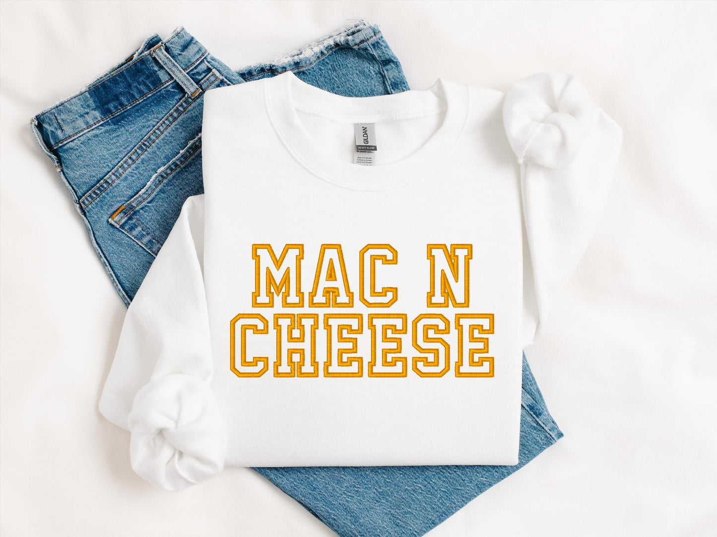 Mac N Cheese Hoodie | Funny Thanksgiving Crewneck Sweatshirt | Cozy Fall Holiday Graphic Top