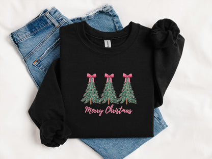 Custom Christmas Tree & Bows Crewneck | Personalized Holiday Sweatshirt | Cute Festive Winter Gift