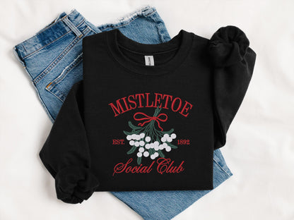 Custom Mistletoe Social Club Crewneck | Personalized Holiday Sweatshirt | Cute Christmas Gift