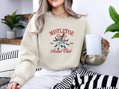 Custom Mistletoe Social Club Crewneck | Personalized Holiday Sweatshirt | Cute Christmas Gift