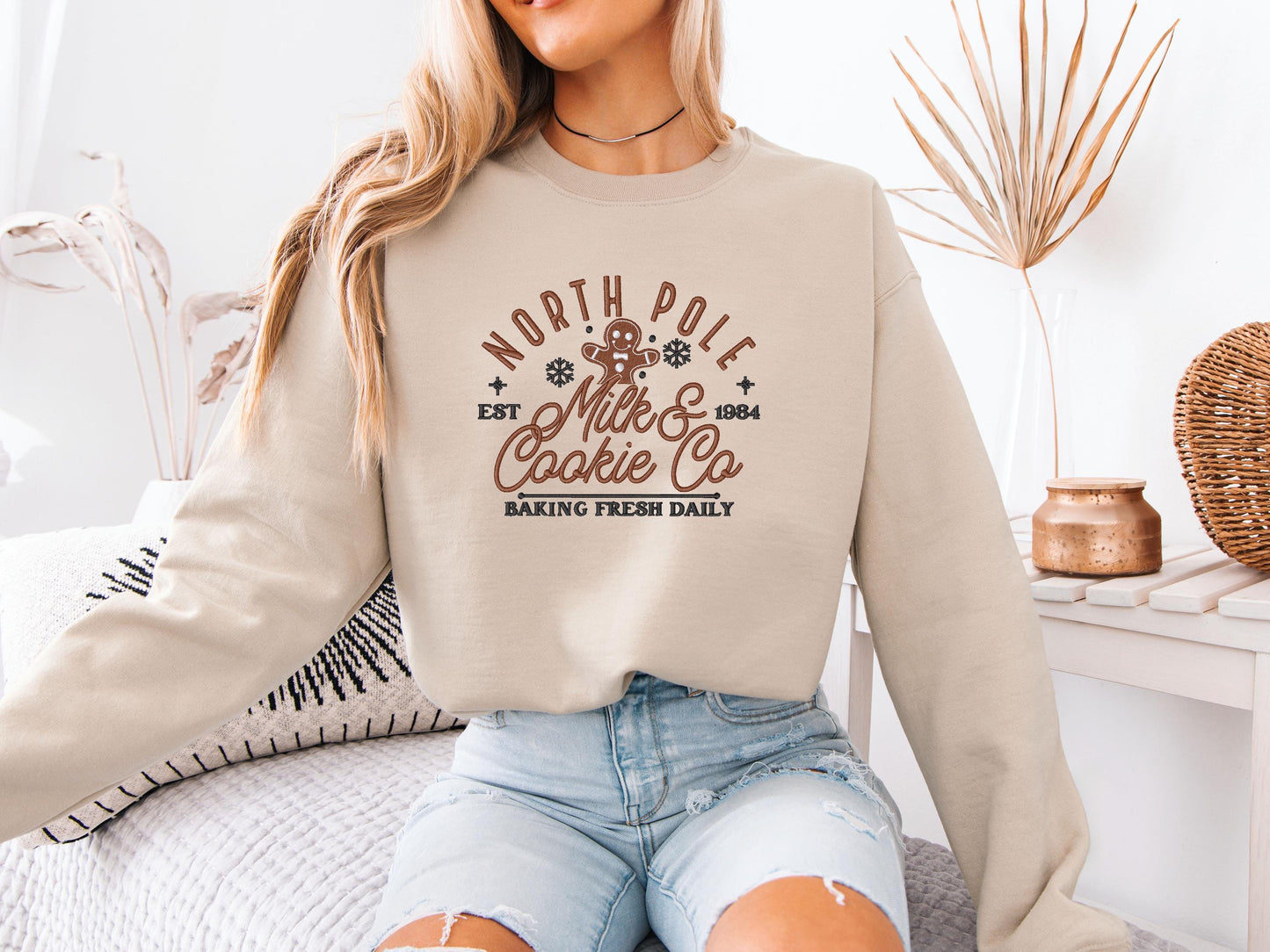 Custom North Pole Milk & Cookies Co Crewneck | Personalized Christmas Sweatshirt | Festive Holiday Gift