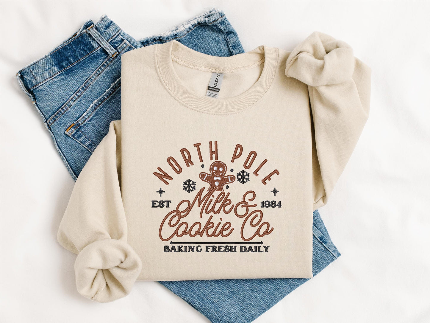 Custom North Pole Milk & Cookies Co Crewneck | Personalized Christmas Sweatshirt | Festive Holiday Gift