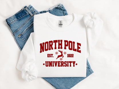 North Pole University Crewneck | Custom Holiday Sweatshirt | Personalized Christmas Sweater